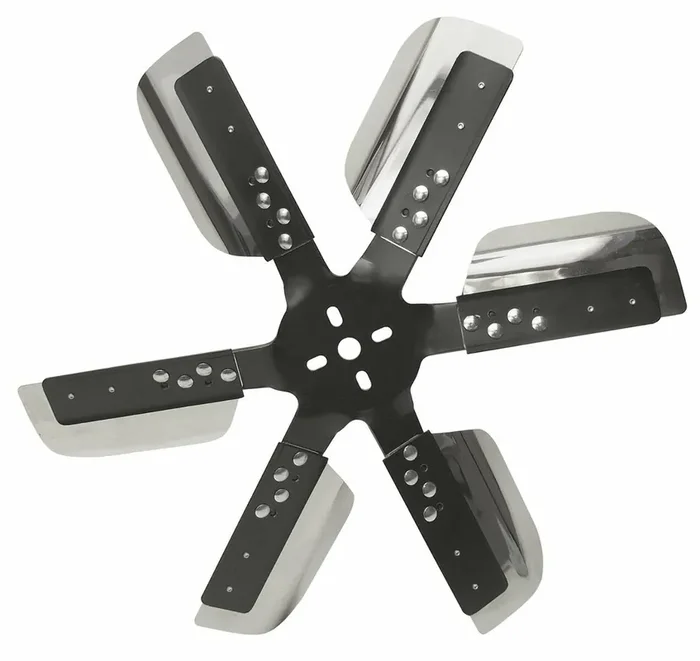 Derale 17019 19‘‘ Heavy Duty Stainless Steel Standard Rotation Flex Fan, Black Hub