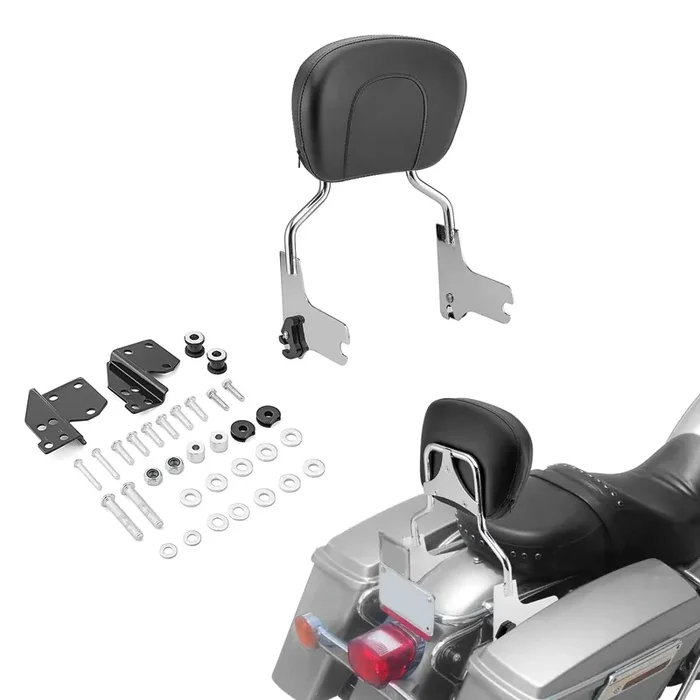 Detachable Sissy Bar Passenger Backrest With 4-Point Docking Hardware Kit Compatible With Harley Touring Electra Glide Road King Street Glide 1997-2008
