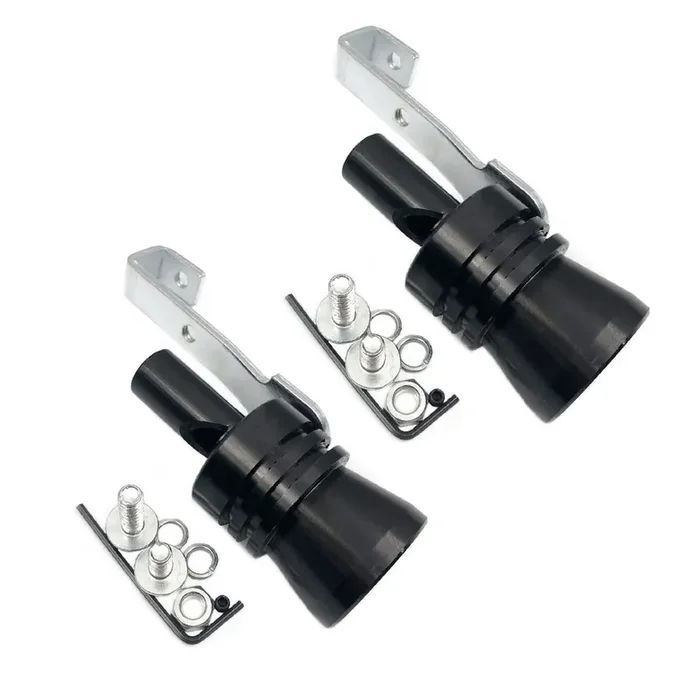 Devmo 2Pcs Xl Size Aluminum Alloy Universal Turbo Sound Exhaust Muffler Pipe Whistle Car Roar Maker (Xl-Black)