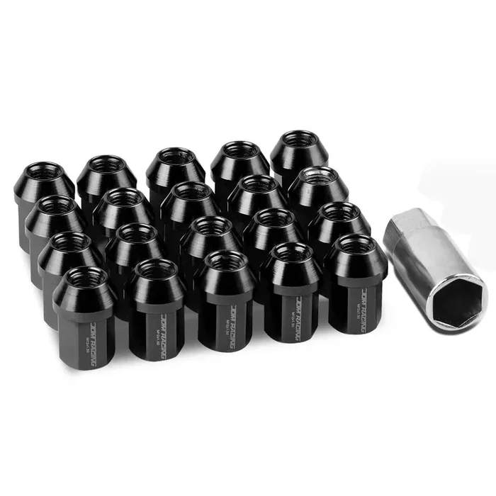 Dna Motoring Ln-Ztl-9018-15-Bk 20Pcs M12 X 1.5 25Mmod/35Mm Height Close End Lug Nuts W/Deep Drive Extension Adapter, Black