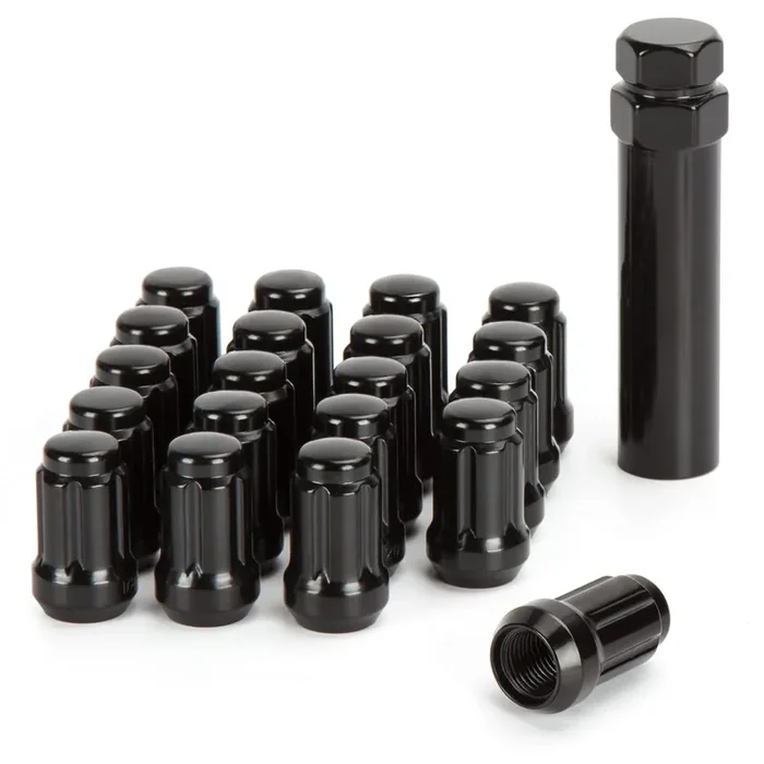 Dynofit 1/2X20 Wheel Lug Nuts, 20 X Black Chrome 1/2‘‘-20 Aftermarket Lug Nut With 1 Key, 60 Degree Conical/Cone Bulge Seat, 6 S