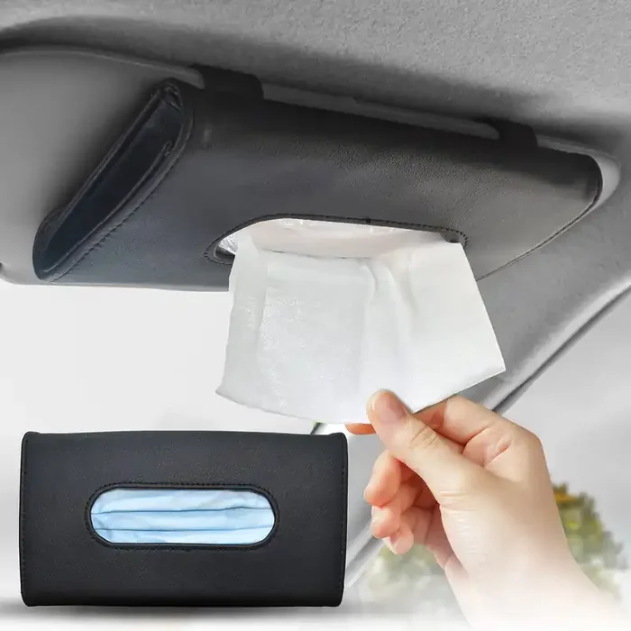 Econour Car Tissue Holder 9 X 5 Inches – Black Sun Visor Napkin Holder – Tissue And Disposable Mask Holder For Car – Handy And C