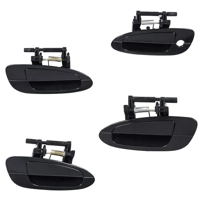 Ecotric Door Handle Smooth Black Exterior Outside Compatible With 2002-2006 Nissan Altima (Front Left & Right + Rear Left & Right)