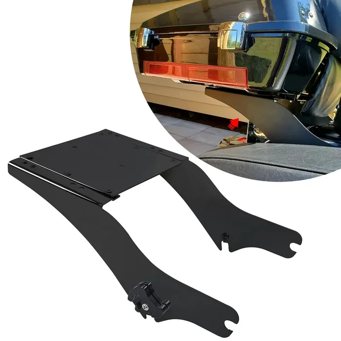 Ecotric King Tour Pack Trunk Bracket Rack Compatible With 1997-2008 Harley Touring Fl Mount King Tour Pack Pak Latches Razor Chop Trunk Mount – Chrome