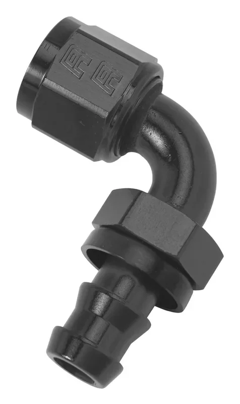Edelbrock 624163 Hose End Twist Lok 90 Deg -6 Blk Anodized
