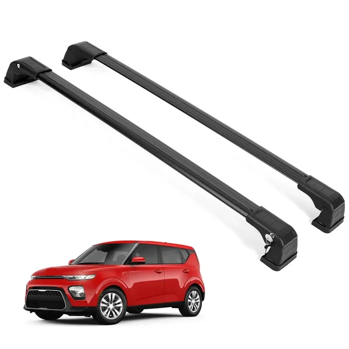 Erkul Heavy Duty 220 Lbs Roof Rack Cross Bars For Kia Soul 2020-2025 Aluminum Crossbars With Anti Theft Lock For Rooftop Compatible With Fixed Points Roofs – Black