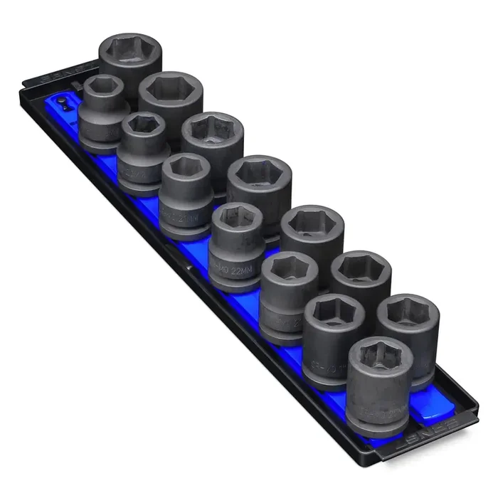 Ernst Manufacturing 19-Inch Socket Boss 2-Rail 3/4-Inch-Drive Socket Organizer, Blue (8459)