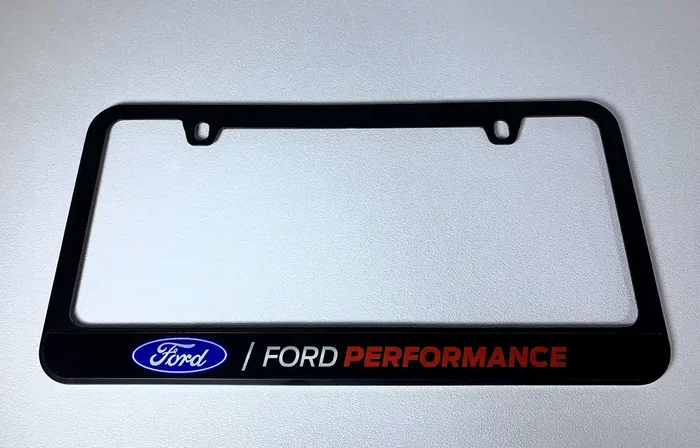 Eurosport Daytona Black License Plate Frame- Ford Performance L/W Uv Direct On Black Acrylic