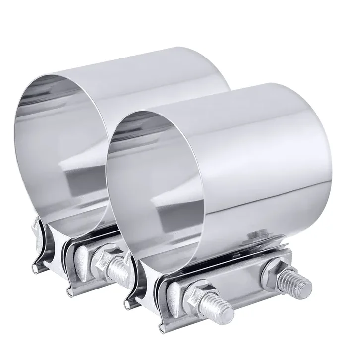 Evil Energy 4.0 Inch Exhaust Clamp,Butt Joint Band Clamp Sleeve Coupler Stainless Steel 2Pcs