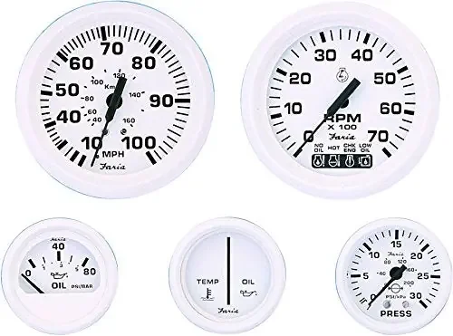 Faria Beede Instruments Faria 33150 Dress Tachometer Gauge With System Check Indicator – White, 4‘‘