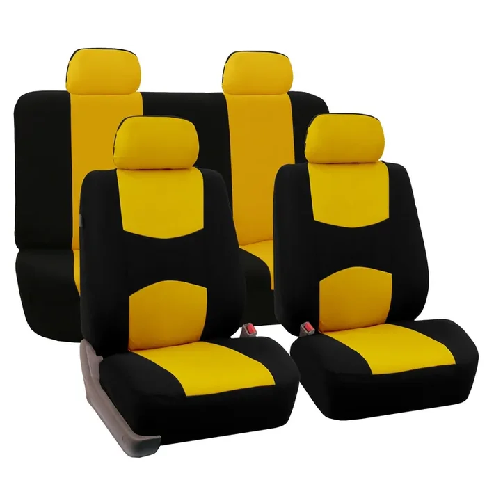 Fh Group Car Seat Covers Full Set Cloth – Universal Fit Automotive Seat Covers, Low Back Front Seat Covers, Solid Back Seat Cove
