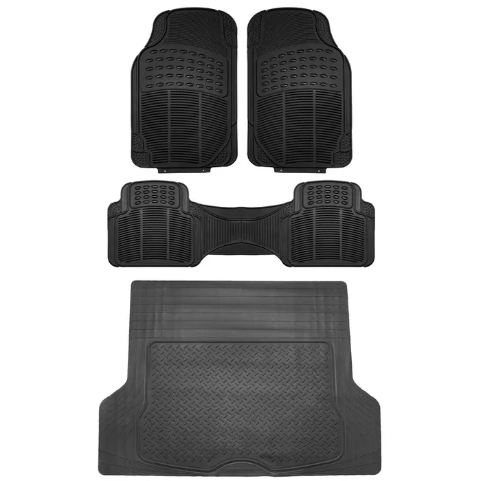 Fh Group Climaproof Trimmable Non-Slip Vinyl Floor Mats Full Set – Universal Fit For Cars Trucks And Suvs (Black) F11306 + F1640