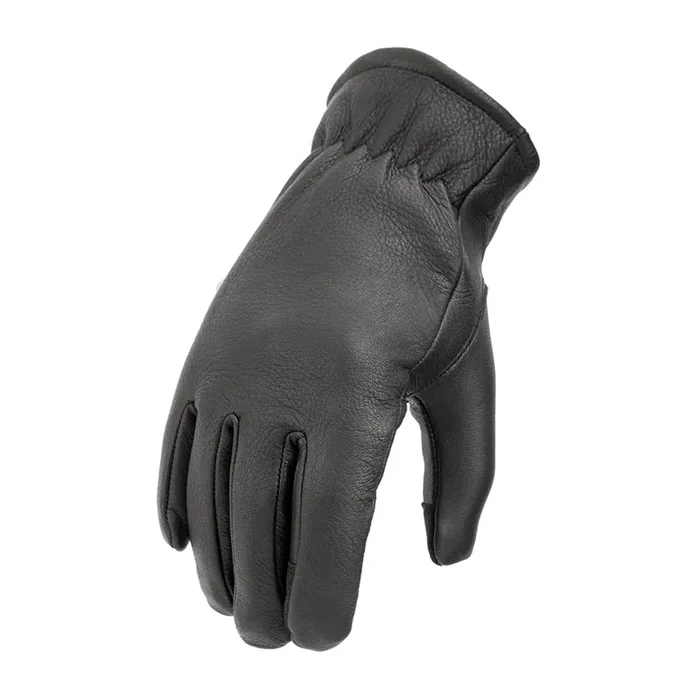 First Mfg Co – Collector – Men‘S Motorcycle Biker Riding Black Leather Gloves – 4X Large – Cinched Wrists
