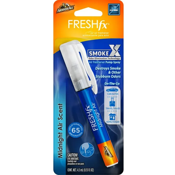 Fresh Fx Smoke X Car Odor Eliminator Spray Pump By Armor All, On-The-Go Car Air Freshener Spray, Midnight Air Scent, 0.15 Oz