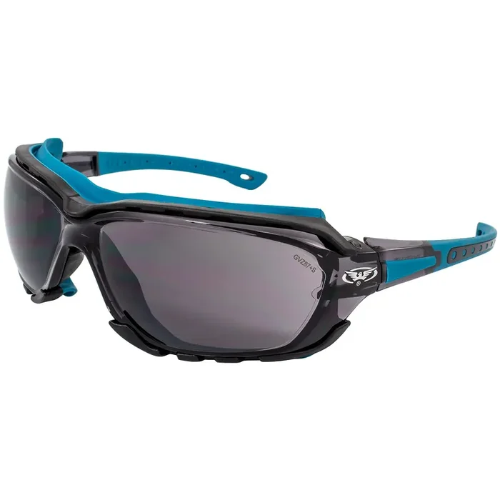 Global Vision Octane Anti-Fog Sport Motorcycle Sunglasses Red Frame W/Smoke Lenses (Blue)