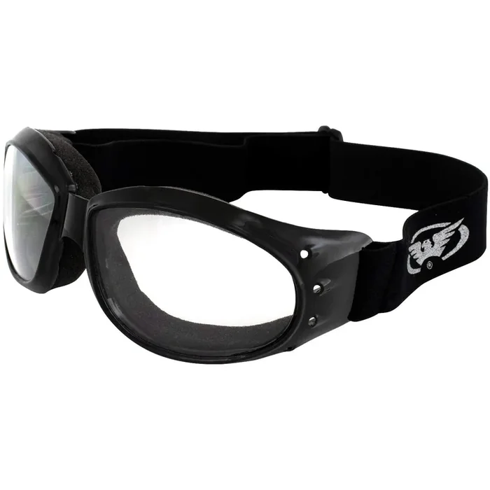Global Vision Red Baron Motorcycle/Aviator Goggles Black Padded Frame W/Clear Lens