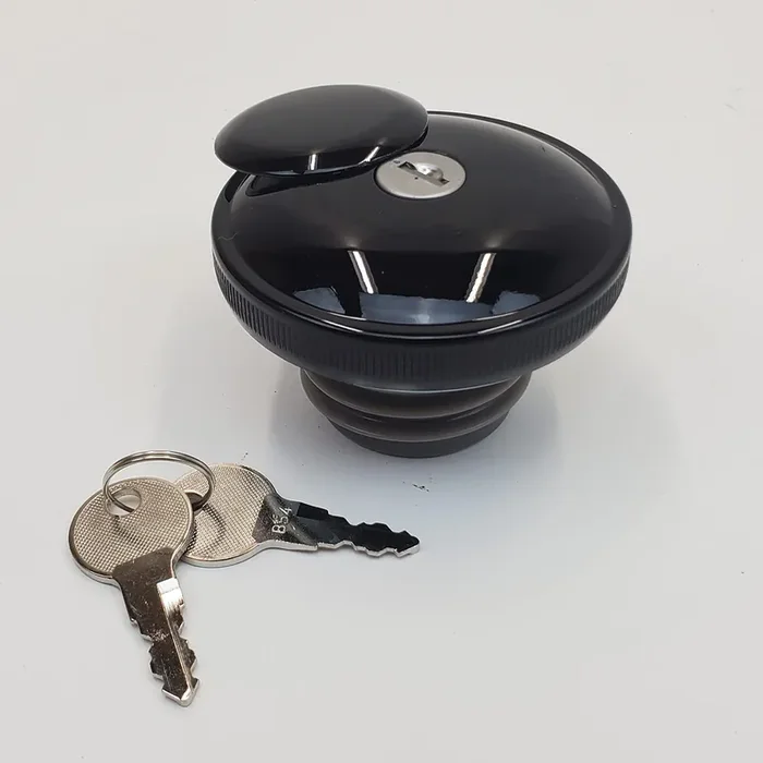 Gloss Black Locking Gas Cap For 1996-2022 Harley Street Glide, Electra Glide, Road Glide, Road King, Softail, Dyna & Sportster Models – Right Hand Thread Vented W/ 2 Keys – Chopper Bobber Anti-Theft