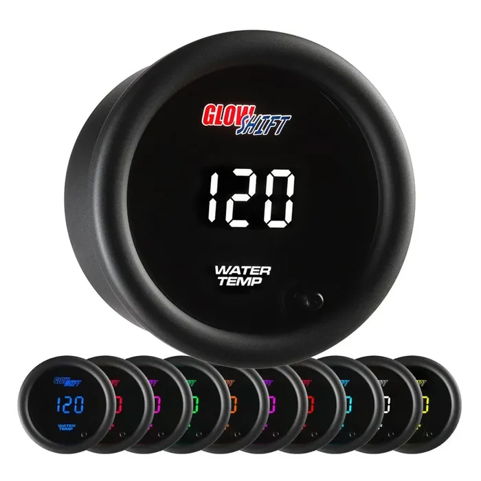 Glowshift 10 Color Digital 300 F Water Coolant Temperature Gauge Kit – Includes Electronic Sensor – Multi-Color Led Display – Tinted Lens – For Car & Truck – 2-1/16‘ (52Mm)