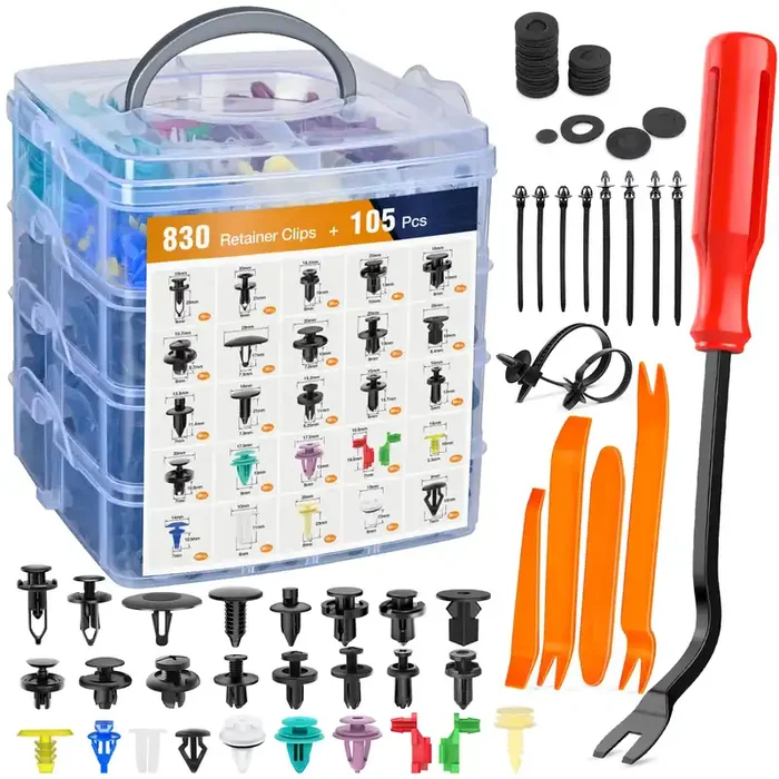 Gooacc 935Pcs Car Push Retainer Clips & Auto Fasteners Assortment -26 Most Popular Sizes Nylon Bumper Fender Rivets With 10 Cable Ties And Fasteners Remover For Gm Ford Toyota Honda Chrysler