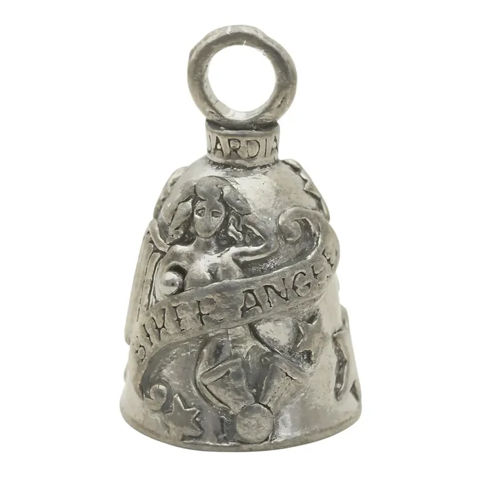 Guardian Bell Biker Angel Good Luck Bell W/Keyring & Black Velvet Gift Bag Motorcycle Bell Lead-Free Pewter Good Luck Gift