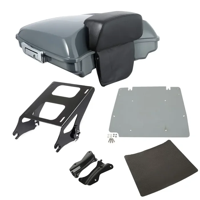 Gunship Gray 5.5‘ Razor Pack Trunk Pad Two-Up Rack Docking Kit Base Plate Fit For Harley Tour Pack Pak Touring 2014-2023
