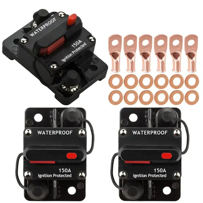 Hamolar 3 Pack Car Audio 150 Amp Resettable Fuse Circuit Breaker Car Protect For Audio System Fuse 12-48V Dc For Car Audio Amps