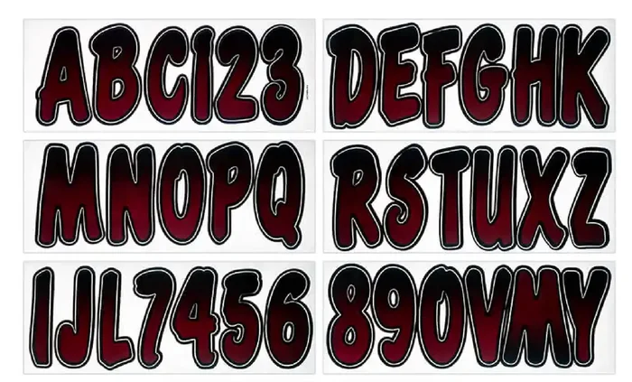 Hardline Products Series 200 Factory Matched 3-Inch Boat & Pwc Registration Number Kit, Burgundy/Black – Rubkg200