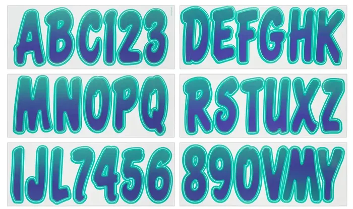 Hardline Products Series 200 Factory Matched 3-Inch Boat & Pwc Registration Number Kit, Purple/Teal – Puteg200