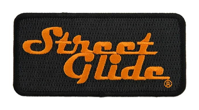 Harley-Davidson 4 In Embroidered Street Glide Emblem Sew-On Patch – Black/Orange