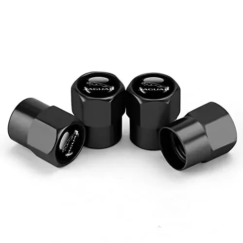 Hisport Fit Jaguar Stem Cap 4Pcs Universal Car Tire Valve Stem Caps Air Cover Car Accessories Hex 016 Black Stem Cover