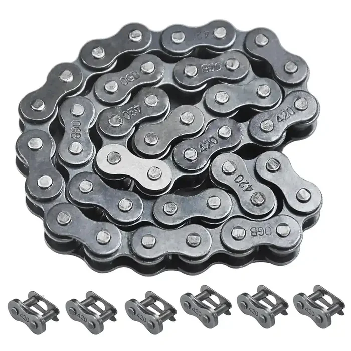 Holato Front 420 Roller Chain 42 Links + Master Link For 196Cc 212Cc 6.5Hp Coleman Ct200U Ct200U-Ex Bt200X Baja Warrior Hensim Massimo Trailmaster Mb165 Mb200 Mini Bike Heavy Duty Parts