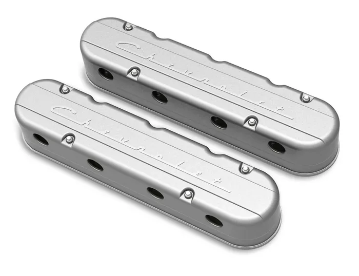 Holley 241-175 2-Piece Valve Cover Gm Ls Chevrolet Logo