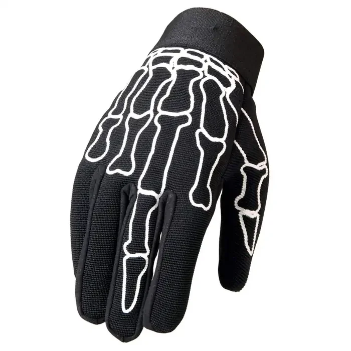 Hot Leathers Skeleton Finger Mechanic Gloves (Black, Medium)