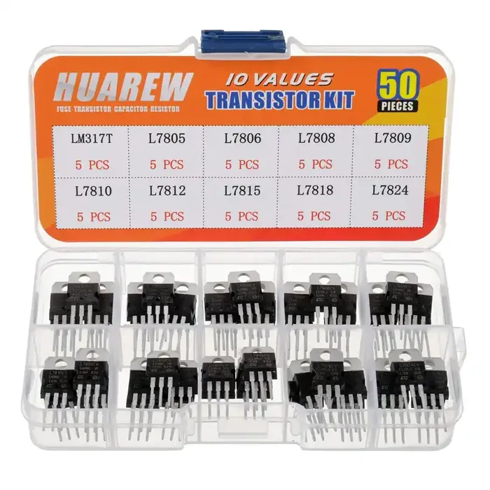 Huarew 10 Values 50 Pcs Positive Fixed Voltage Regulator Lm317T L7805 L7806 L7808 L7809 L7810 L7812 L7815 L7818 L7824 To-220 Pac