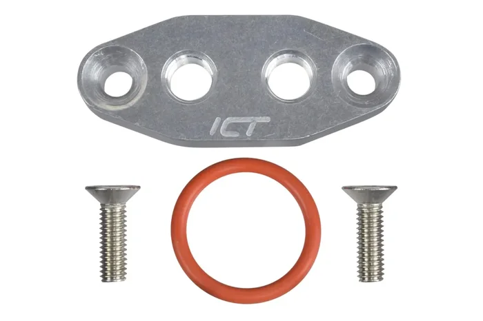 Ict Billet Ls Twin Turbo Dual 1/8‘‘ Npt Oil Feed Line Adapter Plate Ls1 Lsx Kit Port Ls3 Billet Plate Supply Pressure Sensor Cov
