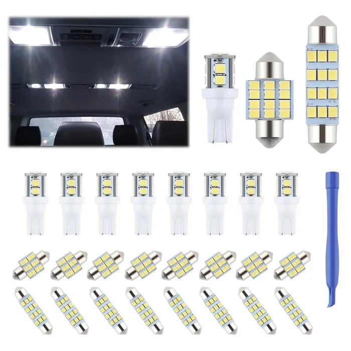 Ifunyled 24 Pieces Dome Light Led Car Interior Bulb Kit Set 194 T10 De3175 578 31Mm 42Mm Bulbs Interior Replacement Lights For Car Map License Plate Door Side Marker Cornering Trunk Light – White