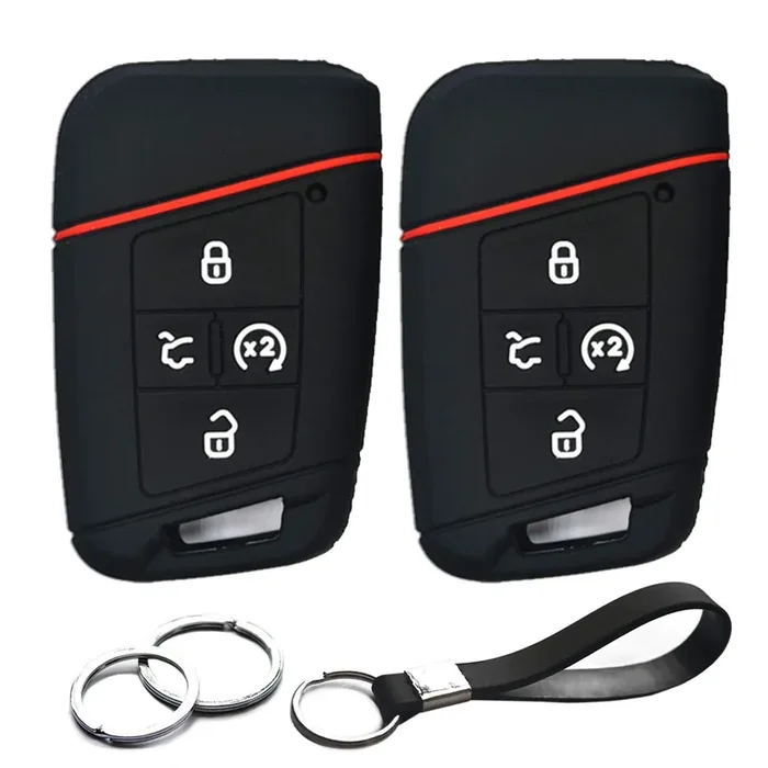 Infipar 2Pcs Compatible With Volkswagen Vw Jetta Atlas Passat Tiguan Arteon Taos Golf Alltrack Black Key Fob Cover Case Key Chain Protector Keyless Remote Shell