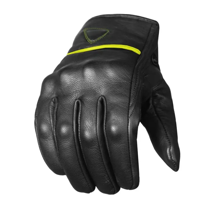 Jackets 4 Bikes Men‘S Premium Leather Street Motorcycle Protective Cruiser Biker Gel Gloves Blackgreen S