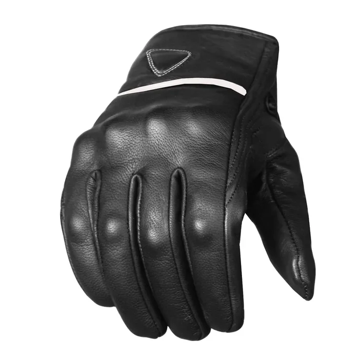 Jackets 4 Bikes Men‘S Premium Leather Street Motorcycle Protective Cruiser Biker Gel Gloves Blackwhite S