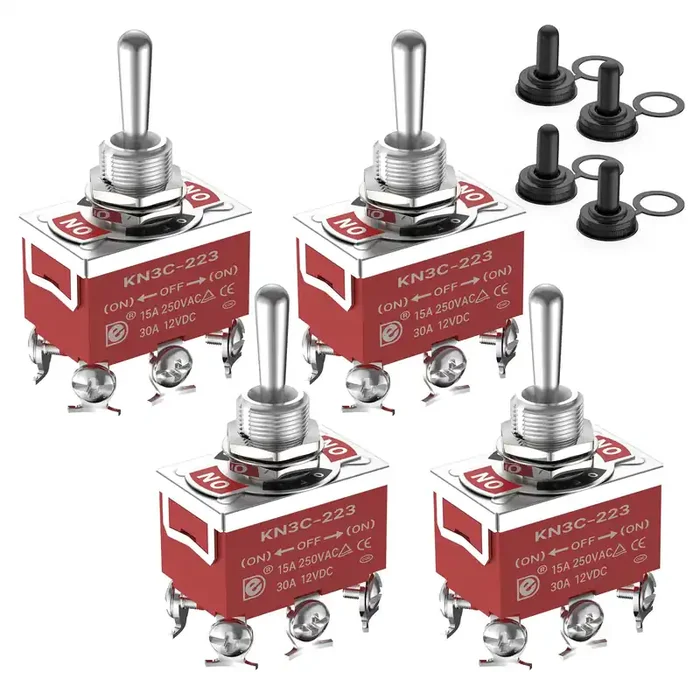 Joinfworld Momentary Toggle Switch 12V Dc 3 Way 30 Amp Dpdt 6 Pin (On)-Off-(On) Waterproof Marine Toggle Switch 12 Volt Heavy Du