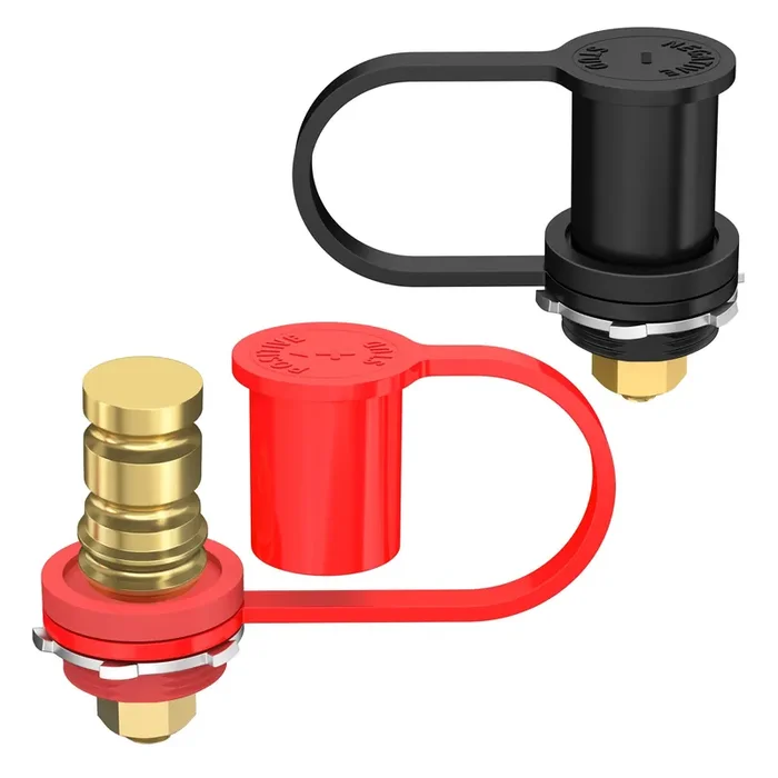 Joinfworld Remote Battery Terminals 3/8‘ Stud Battery Jump Post With Cover 250A Battery Charging Post Kit Marine Battery Charger Jumper Post For Auto Truck Can-Am