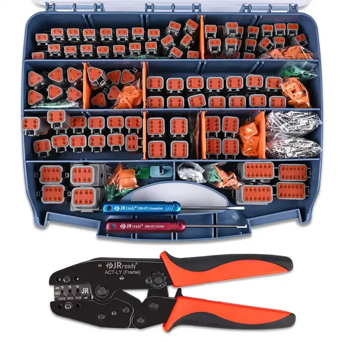 Jrready St6316 Dt Deutsch Connector Kit, 2 Pin Connector,3,4,6,8,12 Pin Connector, Deutsch Crimp Tool (Act-Ly-16Dt), Size 16 Sta