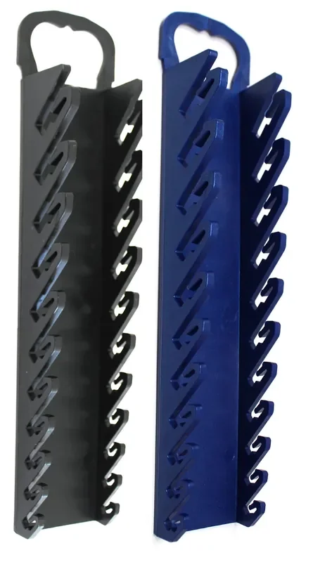 Jsp Manufacturing 11-Tool Gripper Wrench Organizer Tool Tray Kit For Stubby Or Line Wrenches (2 Piece Kit, Black & Blue)