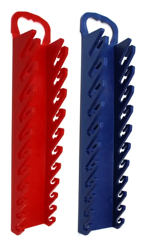 Jsp Manufacturing 11-Tool Gripper Wrench Organizer Tool Tray Kit For Stubby Or Line Wrenches (2 Piece Kit, Red & Blue)