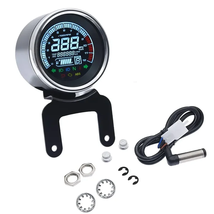 KAOLALI Motorcycle GPS Speedometer – 12V LCD Digital Odometer, Tachometer & Fuel Gauge for Accurate Speed Tracking and Performance Monitoring