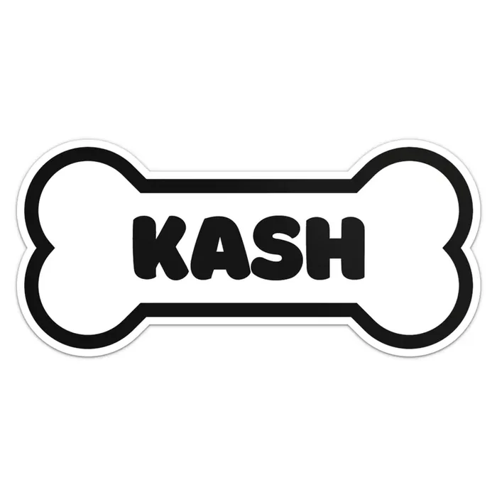 Kash Dog Name Sticker – Waterproof Vinyl Decal For Car Bumper, Laptop, Water Bottle, Wall, And Window, Size – 6‘‘ Longer Side