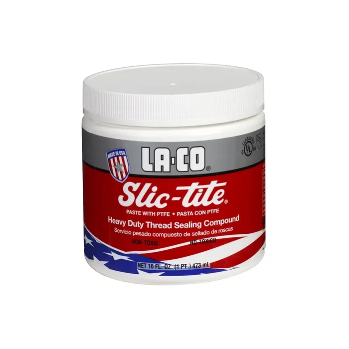 La-Co 42012 Slic-Tite Premium Thread Sealant Paste With Ptfe, -50 To 500 Degree F Temperature, 1 Pt Jar, Silver, 1 Pint