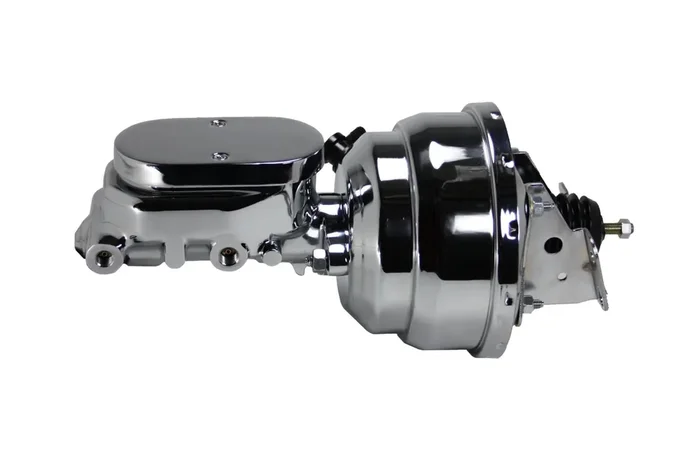 LEED Brakes 2N6 8 in Dual Power Booster ,1-1/8in Bore Flat Top Master (Chrome)