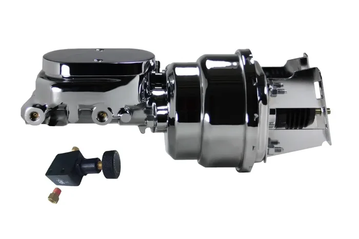 LEED Brakes 4L605 7 in Dual Power Booster ,1-1/8in Bore, Adj Prop Valve (Chrome)