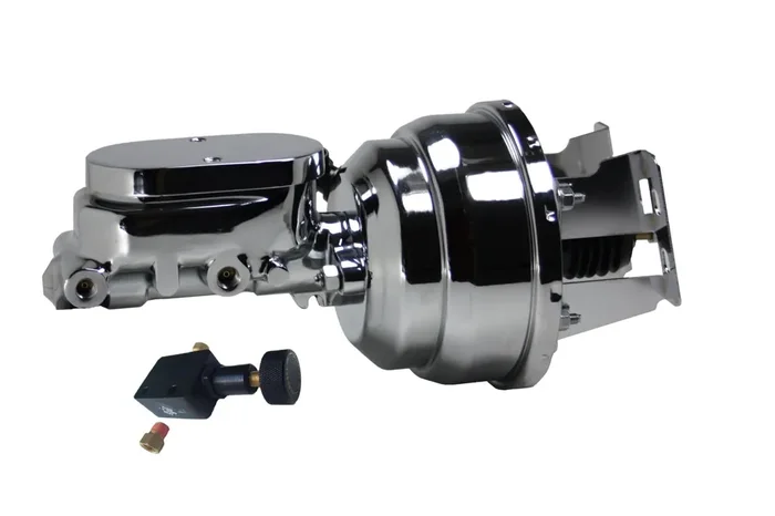 LEED Brakes 4N605 8 in Dual Power Booster ,1-1/8in Bore, Adj Prop Valve (Chrome)
